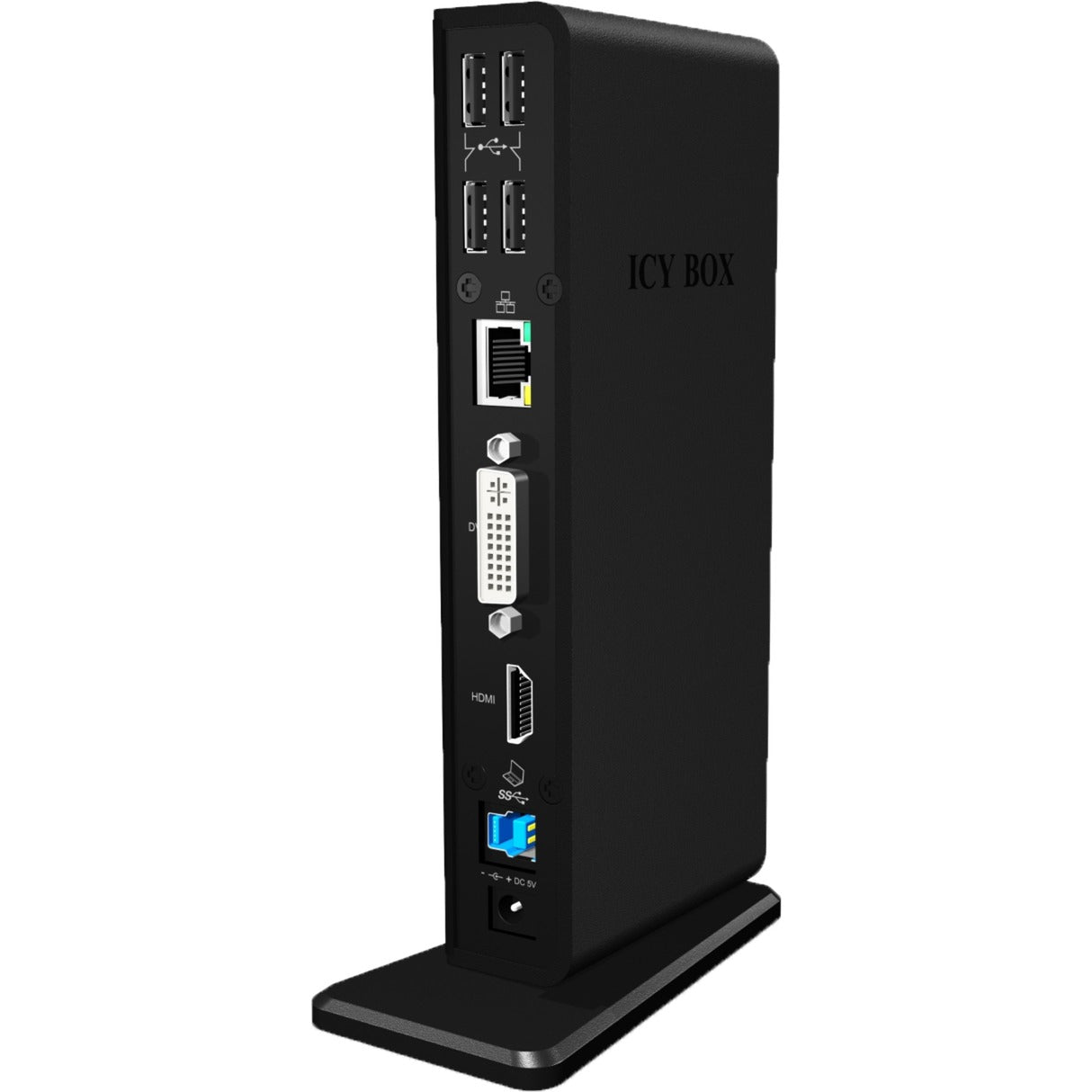 ICY BOX USB 3.0 Dubbele Docking Station IB-DK2241AC 1x DVI 1x HDMI 2048x1152 Px Gigabit LAN 2x USB 3.0 4x USB 2.0 Hub Audio 1xUSB BC1.2